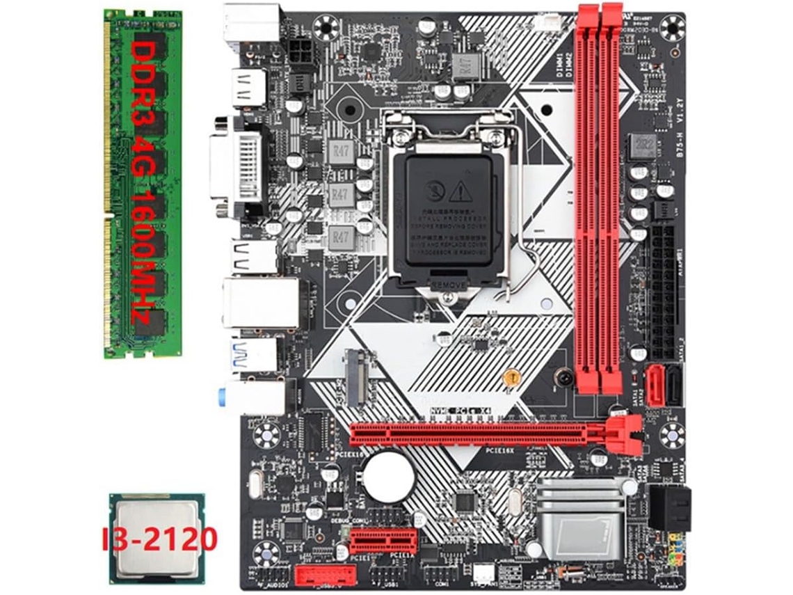 Placa mãe para Desktop B75 h + Processador I3 2120, 1x4gb de Ram Ddr3 1600 Mhz, Lga 1155 SFUSHOS