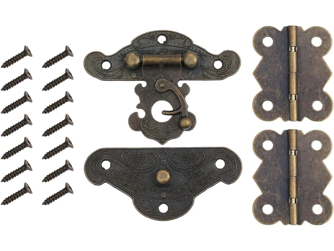 Kit Com 4 Peças De Fecho Gancho Retangular Em Bronze Antigo E
