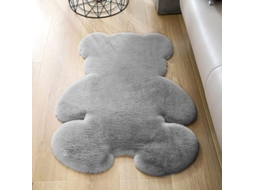 Tapete de urso Nova Line, 60x80cm, pelúcia, cinza | S/MARCA