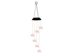 Luz De Campainha De Vento Solar Led Porco Voador Decoração Jardim Hanging Rosa
