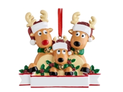 Pingente De Família De Renas Natal Personalizável Decoração Árvore