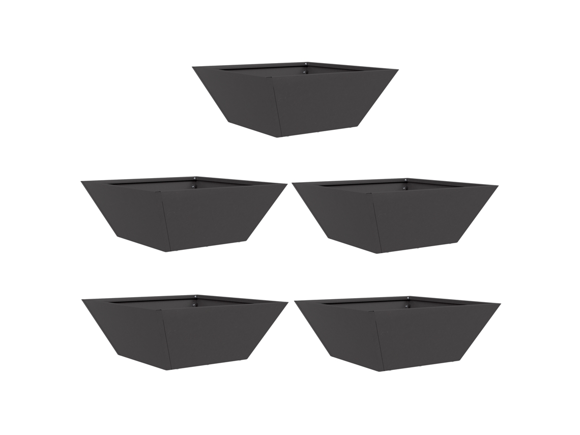 Conjunto 5 Decoração Para Jardim Vidaxl Preto Aço (40 X 40 X 15 Cm)