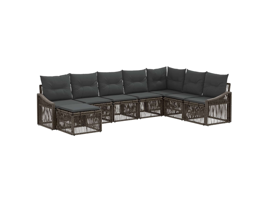 Vidaxl Conjunto De Sofá De Jardim 8 Pcs Cinzento Vime Pe