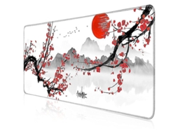 Yuru mouse Pad Gamer Grande 900x400 com Flor de Cerejeira Japonesa, Borda Costurada e Anti derrubamento