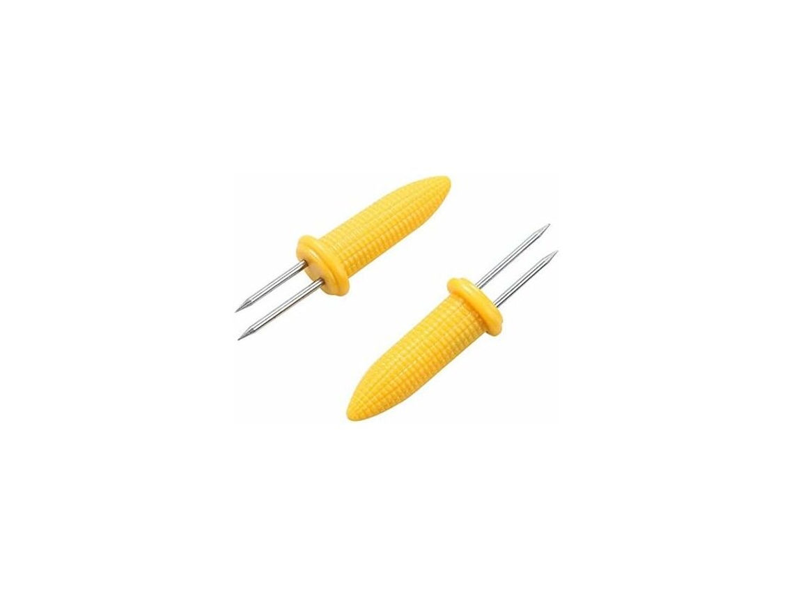 Garfos Milho 2pcs, Espetos Bbq Dupla Agulha Amarelo DUREFORWARD