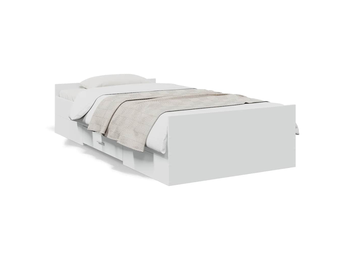 Estrutura de Cama com Gavetas Derivados de Madeira Branco MAISON EXCLUSIVE (75x190 cm)