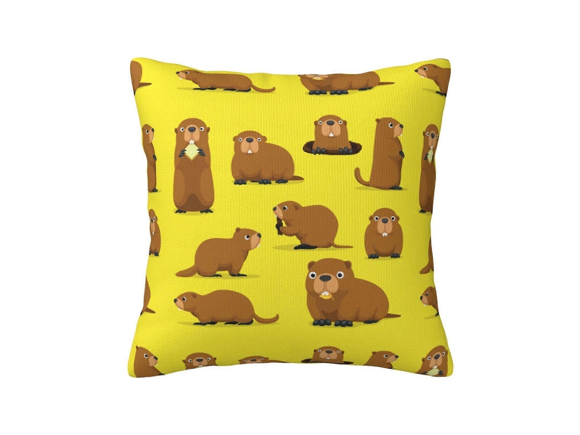 Fronhas Decorativas Com Estampa De Desenho Animado De Marmota E Marmota, Capa De Almofada Para Sofá-cama Interno De 18 X 18 Polegadas