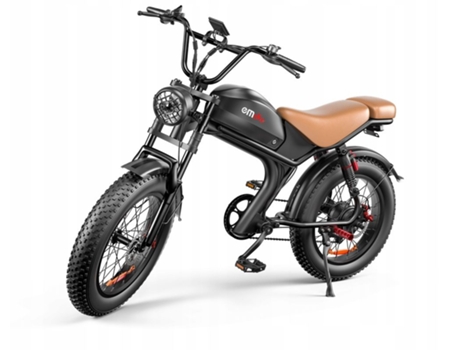 Bicicleta Eléctrica EMOKO C93 1000W Bateria Amovível 48V 20Ah 55Km/H Suspensão Total 7 Velocidades Shimano Roda 20''Big Tyre-Castanho