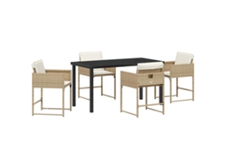 Conjunto de Móveis de Jardim HARLANV1 com 3 Pcs para Refeição Vime e Polipropileno Preto e Vidro