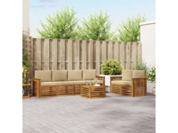 Vidaxl Conjunto De Sofás Para Exterior 7 Unid. Natural E Bege