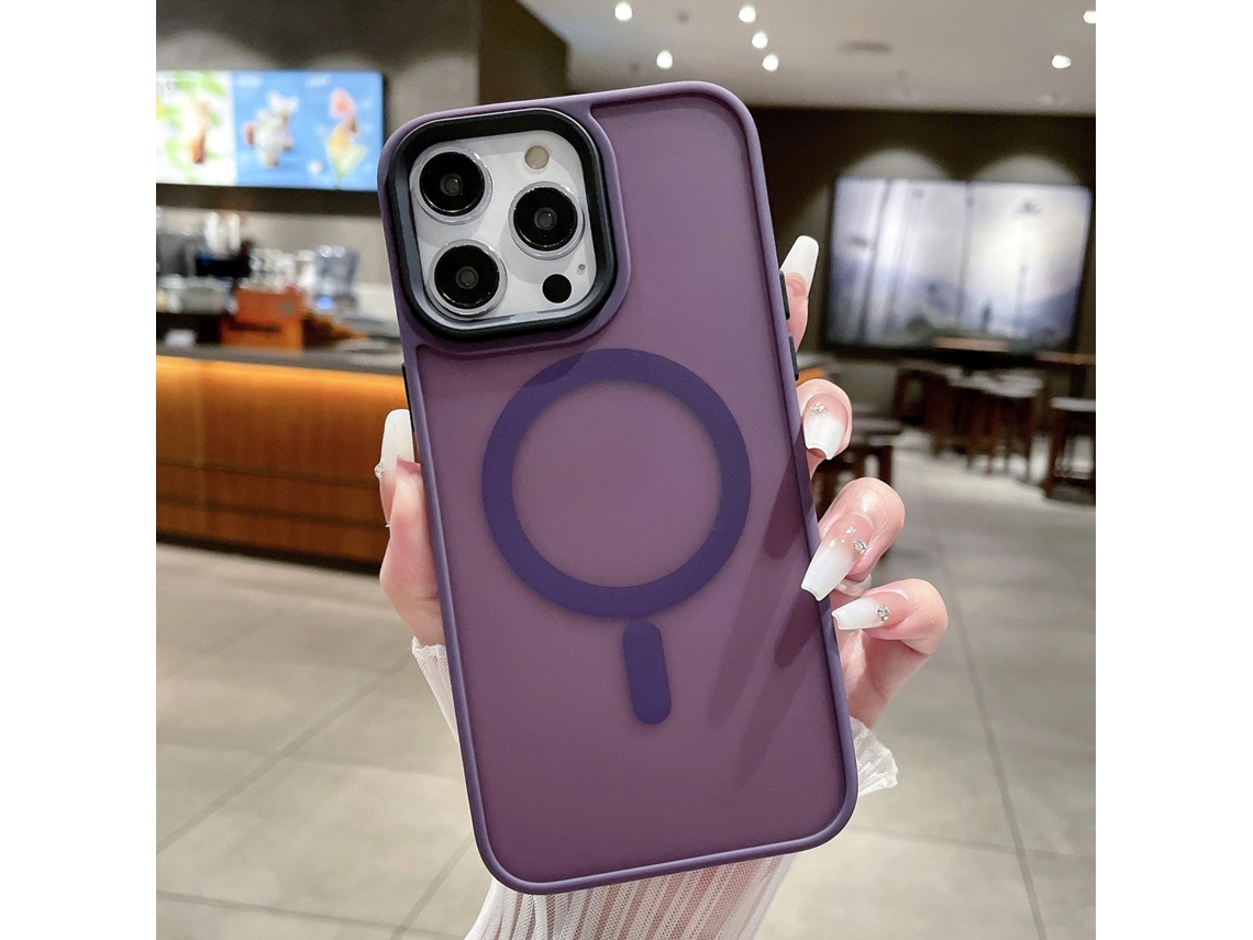 Capa Para Iphone 17 Pro Max, Cor Roxa Escura Suave, Magnética E Fosca.