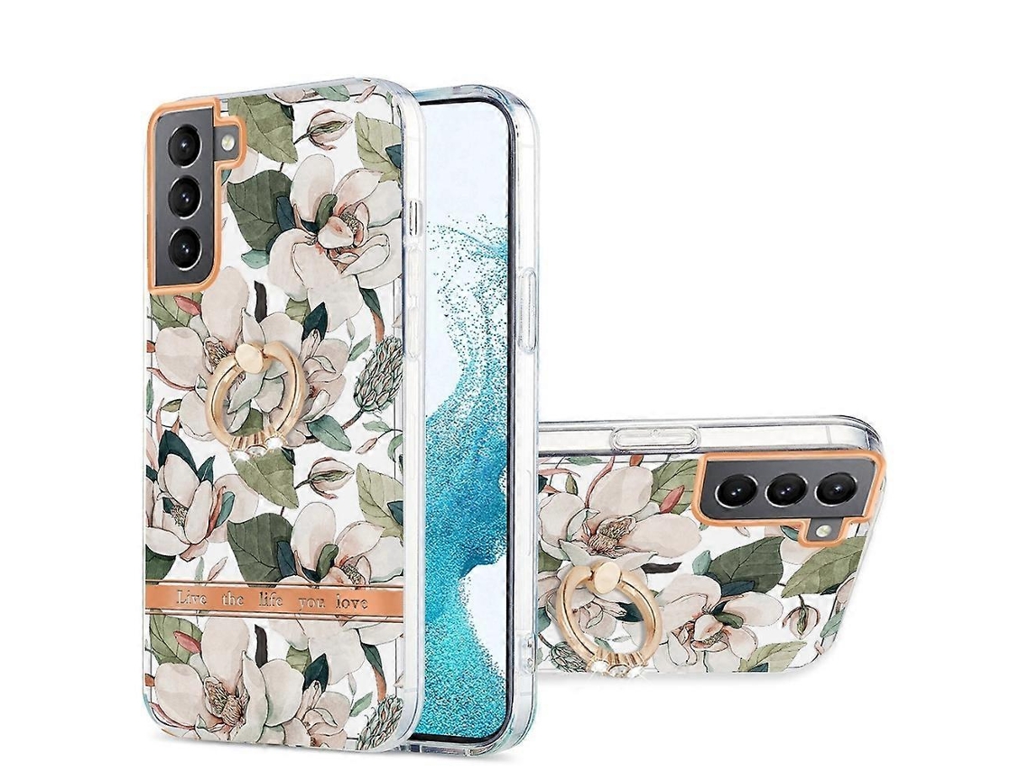 Capa De Celular De Tpu Com Flores E Anel Imd Para Samsung Galaxy S22 5g