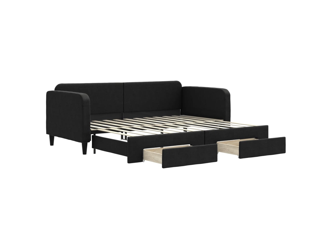 Daybed With Trundle, Daybeds With Trundles Vidaxl Preto Tecido (90 X 200 Cm)