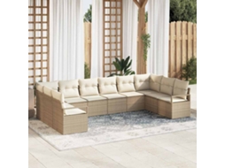 Vidaxl Conjunto De Sofá De Jardim 10 Unid. Bege E Branco Vime Pe