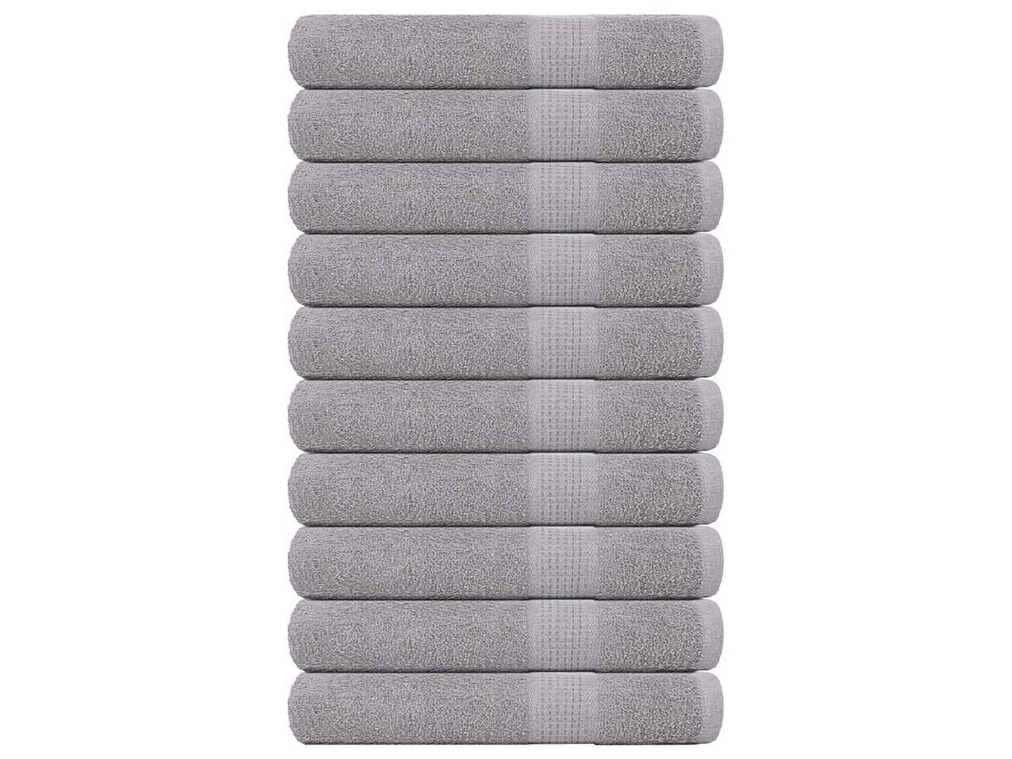 vidaXL Toalhas 10 pcs 100x200 cm 360 gsm 100% algodão cinzento