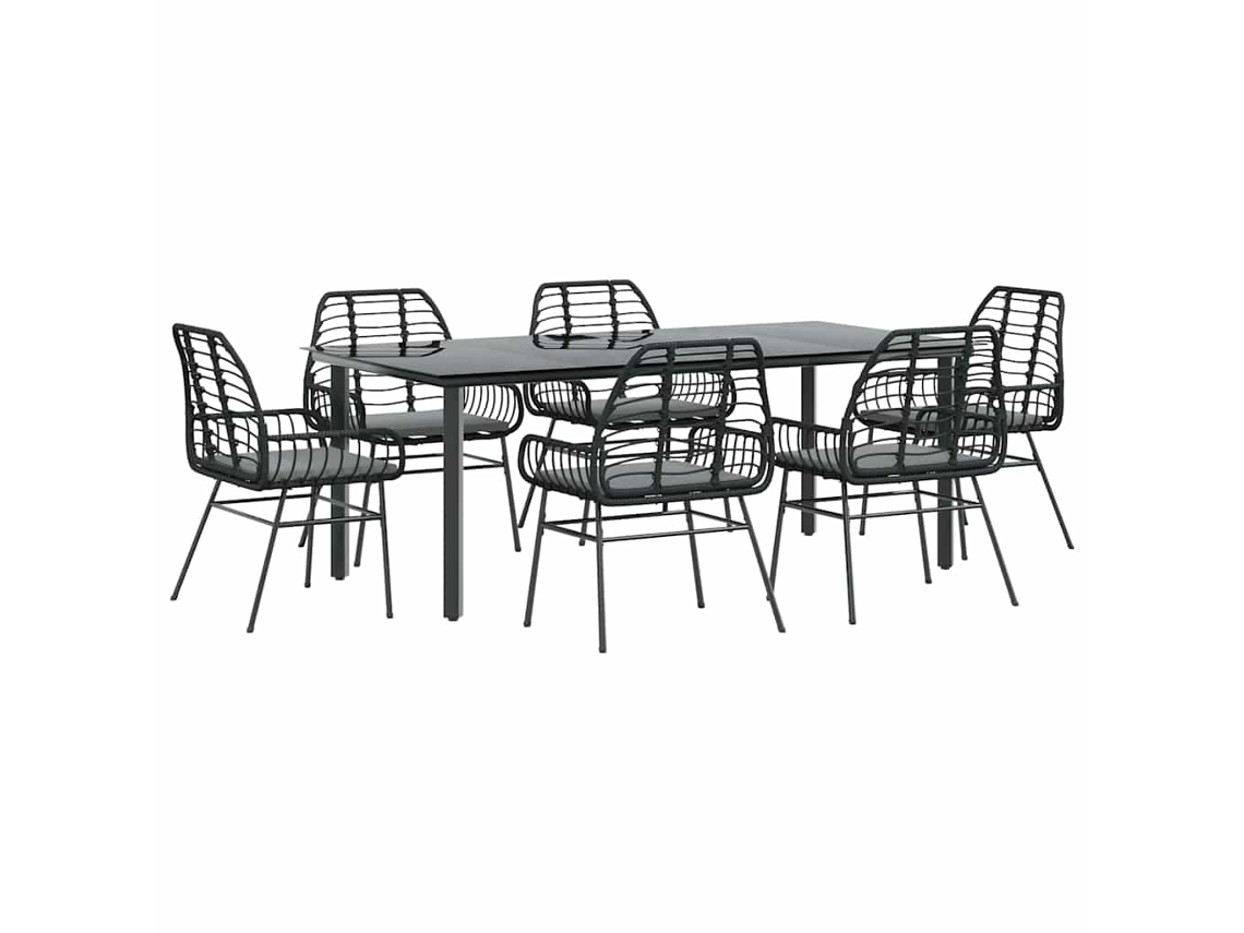 Garden Dining Set, Garden Dining Sets Vidaxl Preto Rattan / Vime (200 X 100 X 74 Cm)