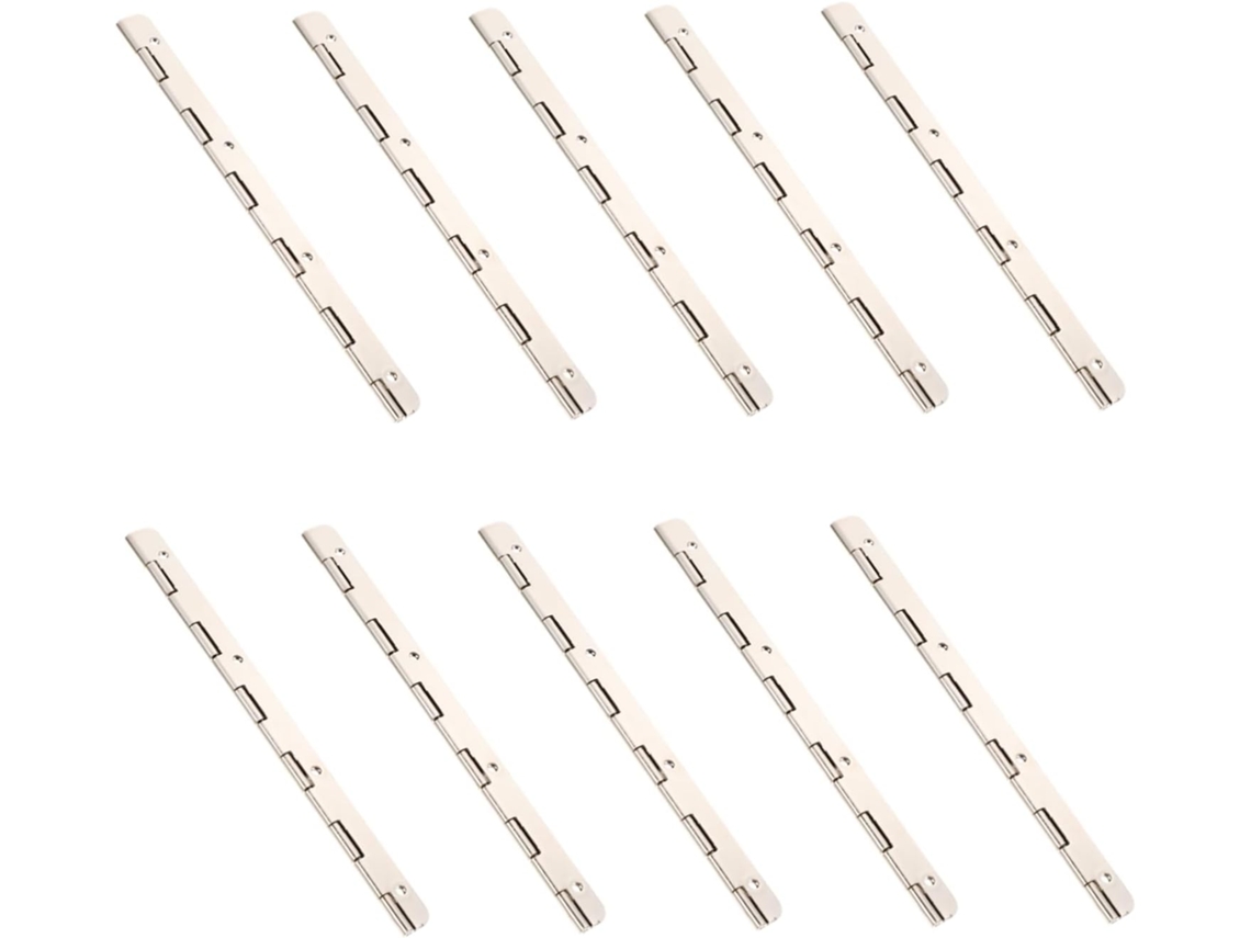 Conjunto De 10 Dobradiças Niqueladas Para Armários, 150x17mm, Em Aço