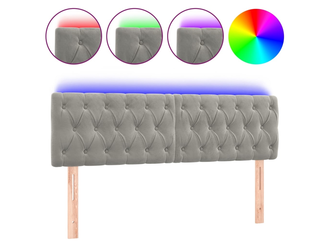 Led Headboard, Led Headboards Vidaxl Cinzeto Veludo (160 X 7 X 78/88 Cm)