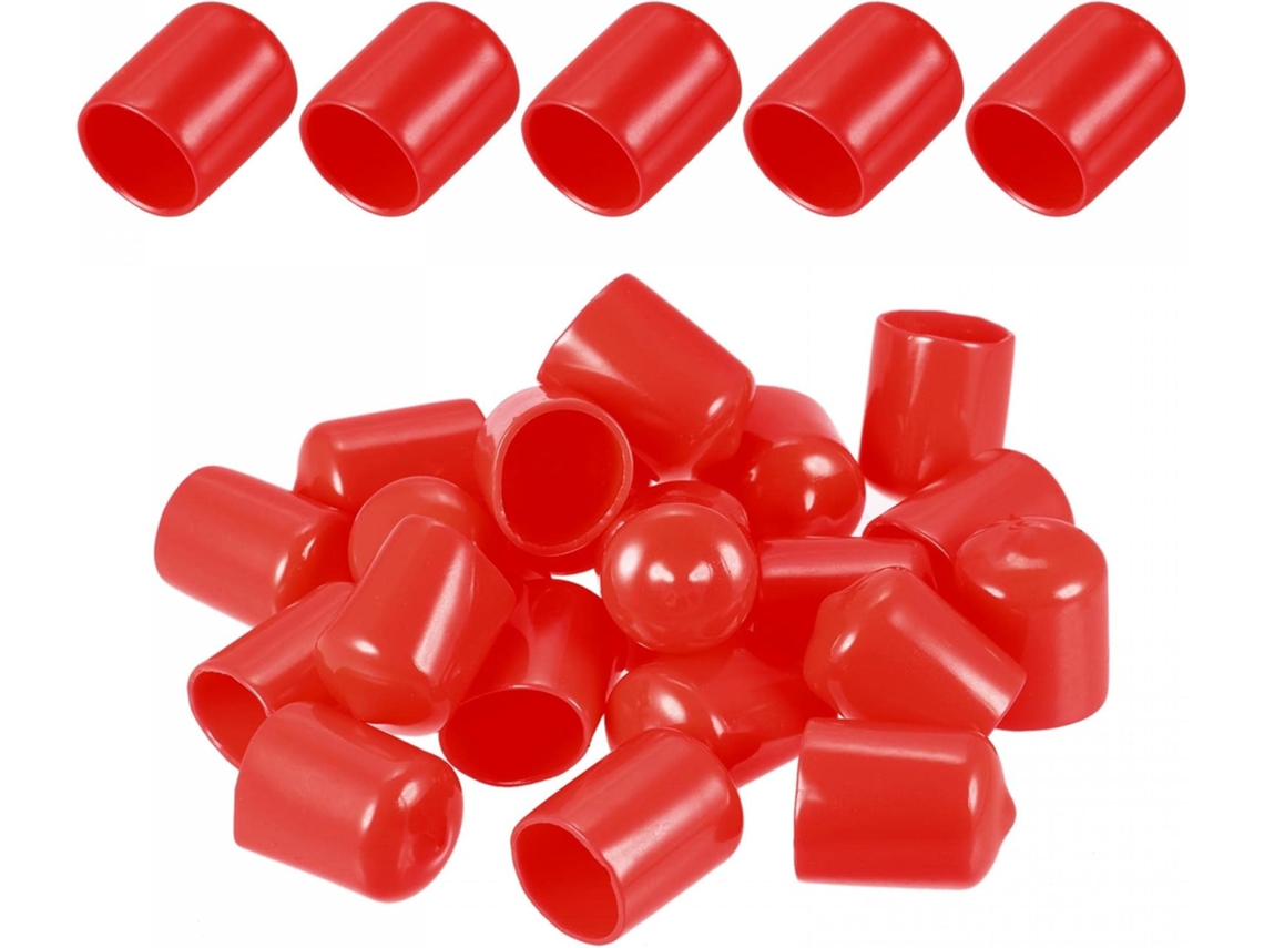 Pacote com 50 protetores de rosca vermelhos de 17mm de diâmetro interno em CHABERLU