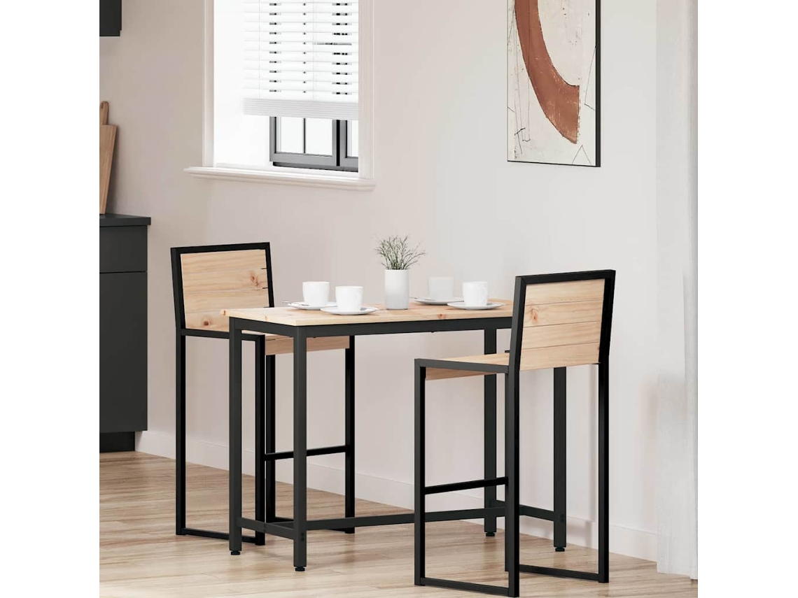 Vidaxl Mesa Natural 100 X 50 X 77 Cm Madeira De Engenharia E Aço