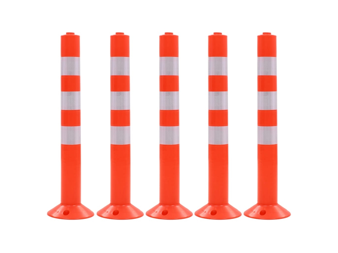 Vidaxl Poste De Amarração P/ Controlo Do Trânsito 5 Pcs Plástico 75 Cm
