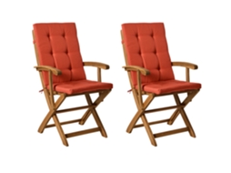 Conjunto De 2 Cadeiras De Jardim Com Almofadas Beliani Maui Premium De Madeira De Acácia Madeira Clara 46x48x92