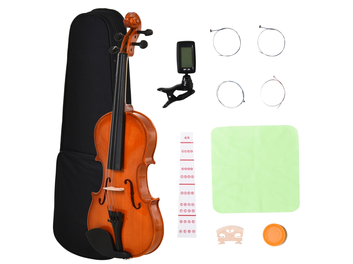 Violino 4/4 Completo Estojo Afinador Apoio Ombro Arco Breu VELTRIX