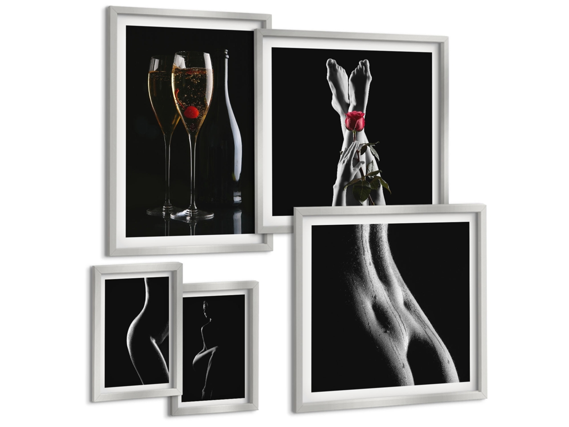 Conjunto De Pinturas Acentos Elegantes Modernos Preto E Vermelho Espelharte (5 Peças)