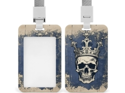 Porta Crachá Com Design Clássico De Caveira, Com Cordão E Protetor De Cartão À Prova D Água Escritório, Escola E