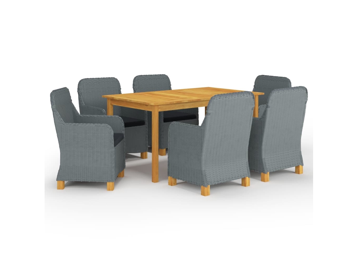 Vidaxl 7 Pcs Conjunto De Jantar Para Jardim Cinzento-claro