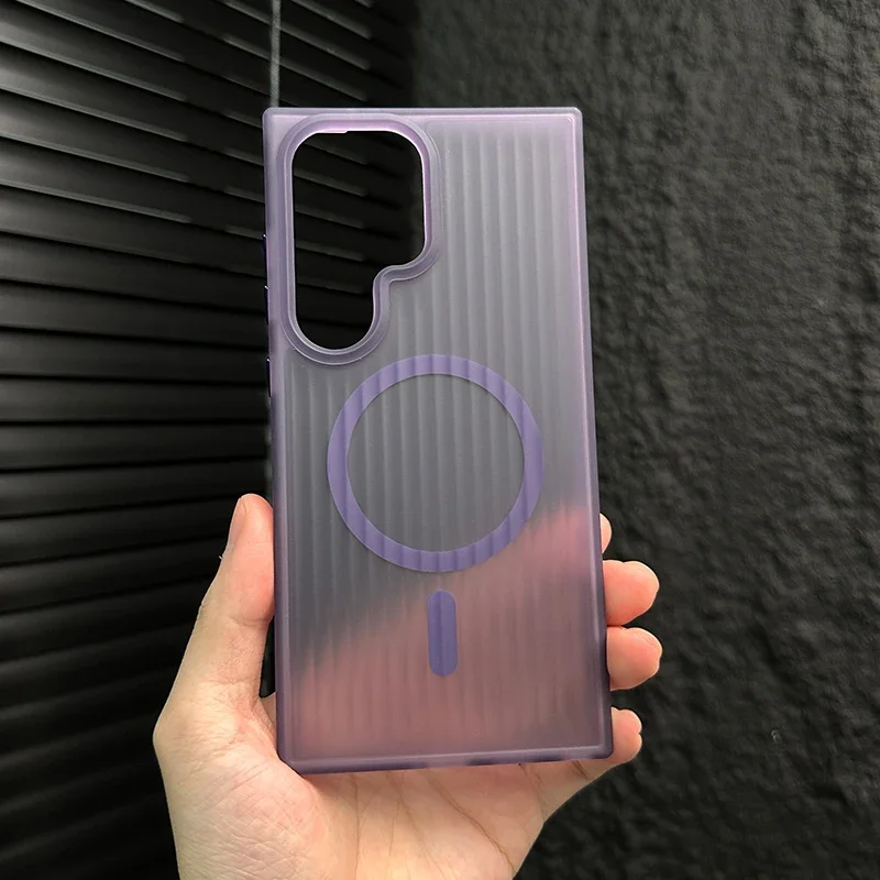 Capa Para Celular (samsung S21 Roxa) Com Listras Foscas E Semitransparente, Carregamento Sem Fio E Resistente A Impactos.