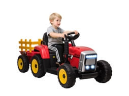 Trator Elétrico Infantil com Trailer Destacável e Controle Remoto para Luzes e Música Mp3, para 3 6 Anos