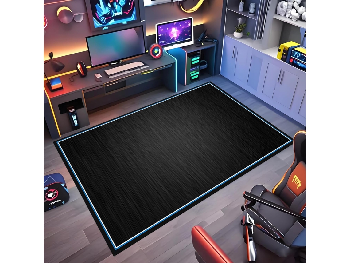 Tapete Cadeira Gamer Protetor Escritório Piso Antiderrapante 60 X 90 Cm Tecido Madeira Azulejo Azul 60...