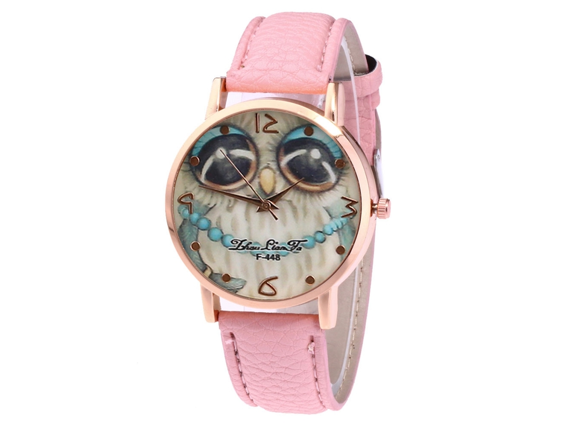 Reloj De Cuarzo Con Correa De Cuero Pu Unisex Casual Con Dial Personalizado (rosa)