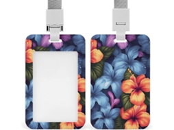 Suporte para Crachá com Estampa de Flores Tropicais, Protetor de Crachá, Capa Vertical com Cordão, Stojo de Plástico