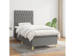 Cama Com Molas/colchão 90x200 Cm Tecido Cinzento-escuro