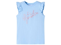 T-shirt Para Criança Manga Com Folhos Azul-claro 104