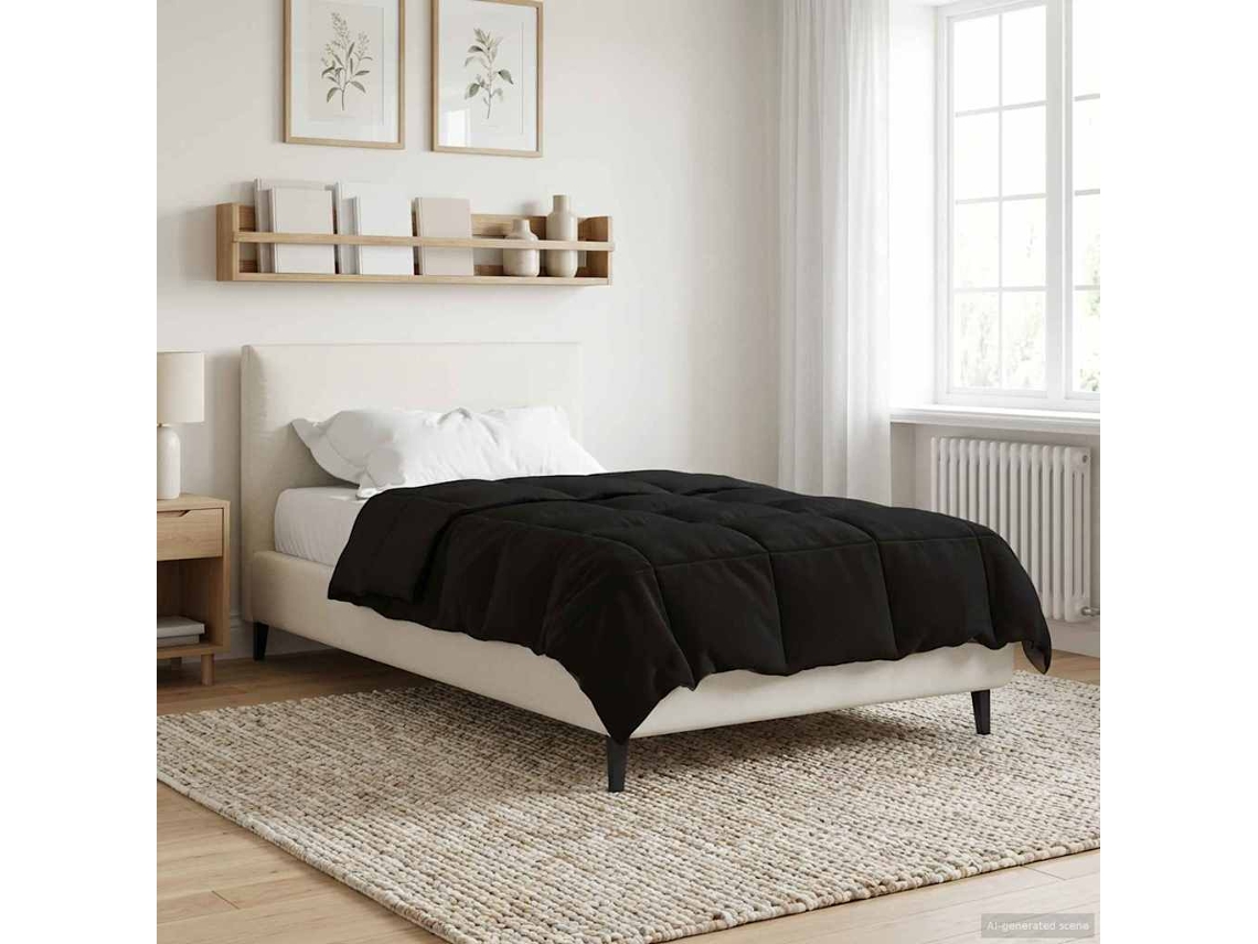 Vidaxl Edredom De Inverno Colchonete Preto 140 X 220 Cm Microfibra