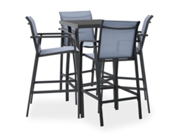 Vidaxl 5 Pcs Conjunto De Bar Para Jardim Preto E Cinzento
