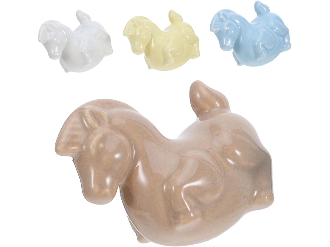 Conjunto De 4 Puxadores Cerâmica Em Formato Cavalo Para Gavetas E Armários, Com Superfície Fácil De Limpar E Resistente
