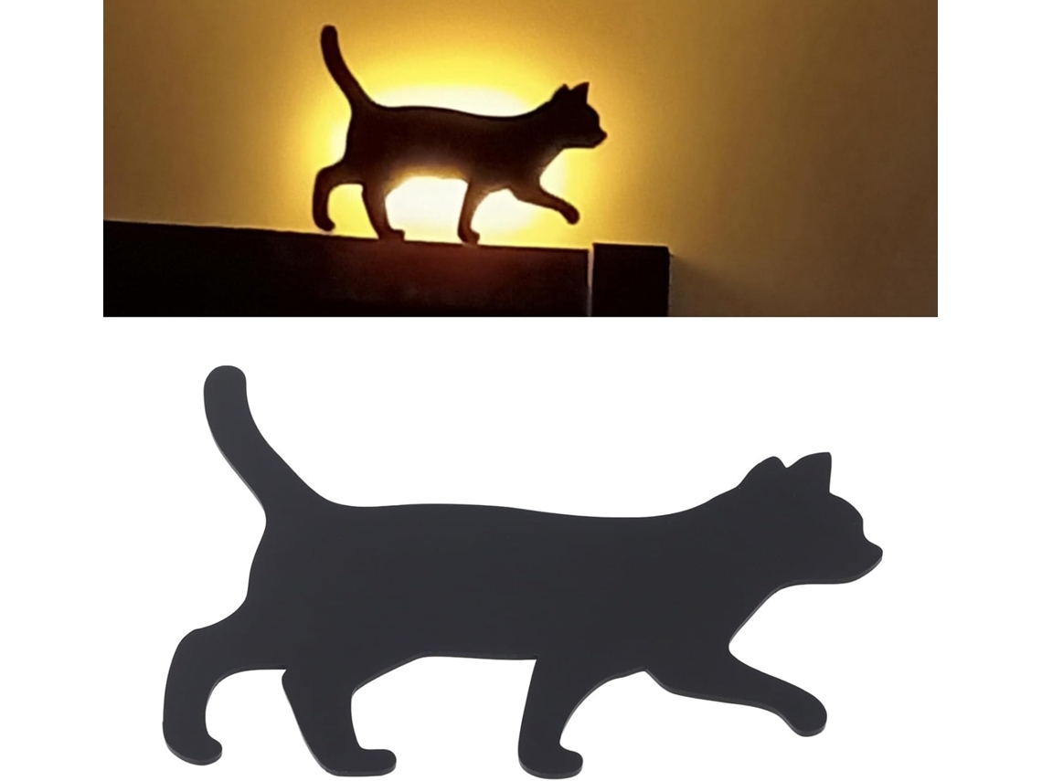 Luminária De Parede Com Luz Ativada Por Voz, Em Formato Gato, Funciona