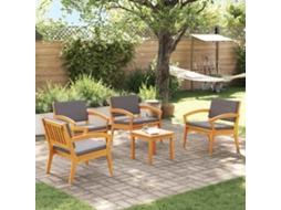 Vidaxl Conjunto Bistro 5 Unid. Castanho Poliéster