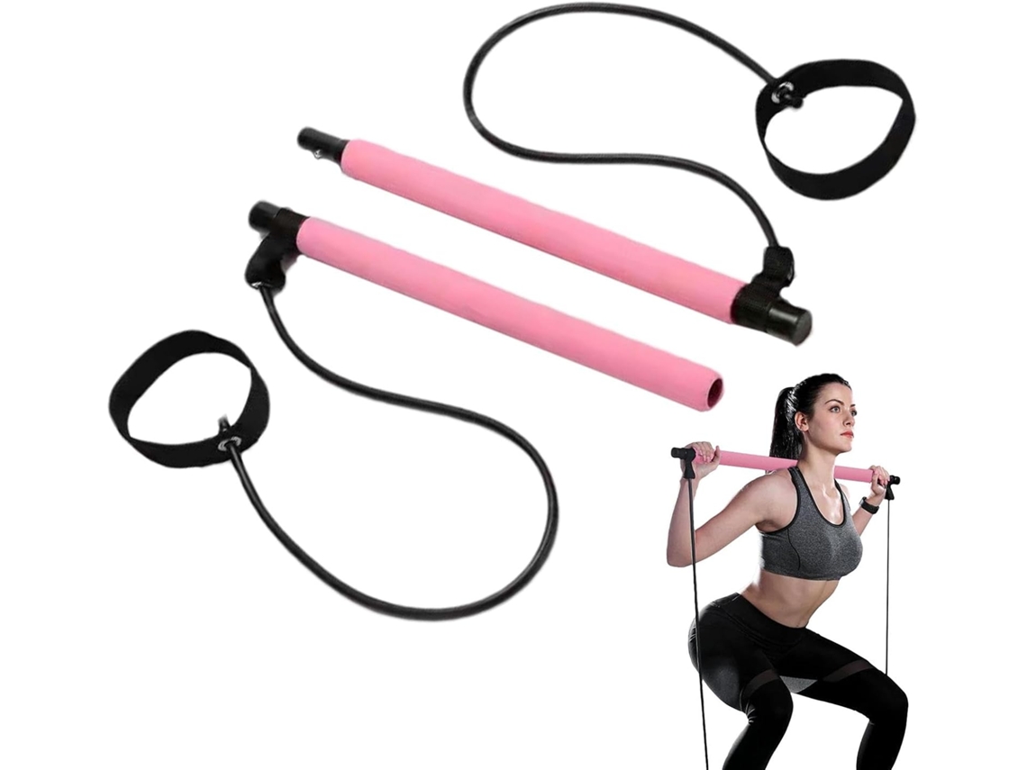 Kit de Barra de Pilates com Elástica de Alongamento, Acessórios de Fitness Portáteis