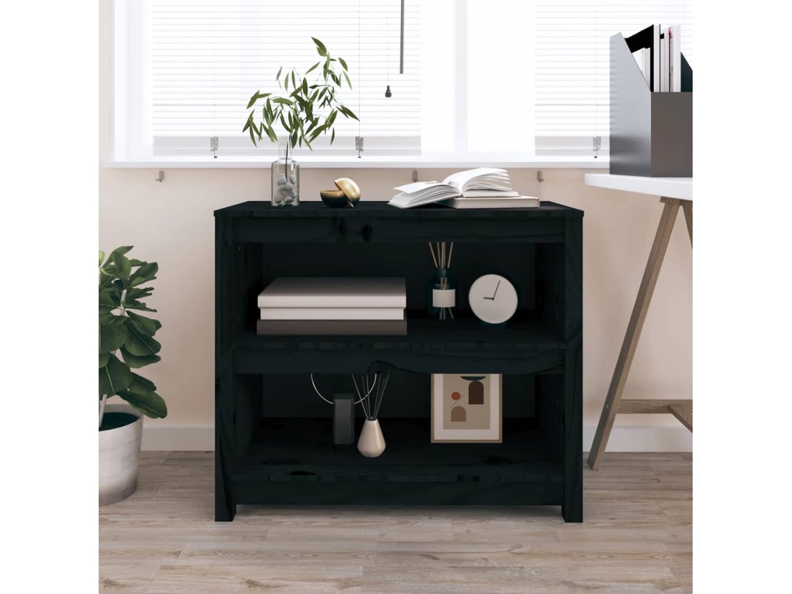 Vidaxl Estante 80x35x68 Cm Madeira De Pinho Maciça Preto