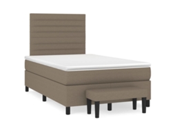 Cama Boxspring C/ Colchão 120x190cm Tecido Castanho-acinzentado