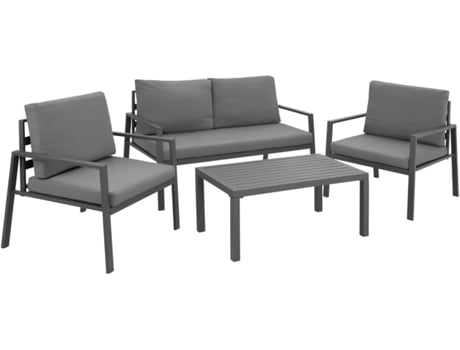 Conjunto de Móveis de Jardim  Gotemburgo (Cinzento - Alumínio - 129x71x74 cm)