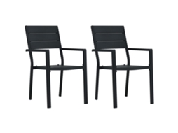 Vidaxl Cadeiras Jardim 2 Pcs Pead Aspeto Madeira Preto