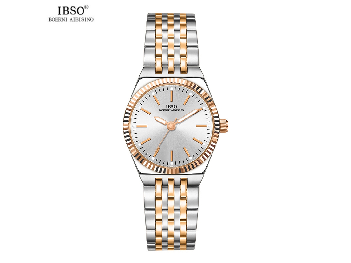 Relógio Feminino Redondo Com Pulseira De Aço (ouro Branco) (comércio Eletrônico Internacional).