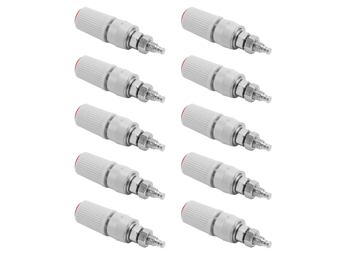 10pcs Tomada de Pino de Banana 4mm M5 Cobre Niquelado Fêmea para Equipamentos Eletrônicos Vermelho | S/MARCA
