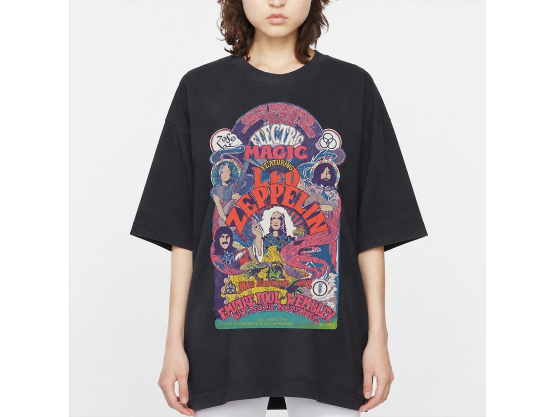 Led Zeppelin Full Colour Electric Magic T-shirt Classic Unisex Adults Size:l